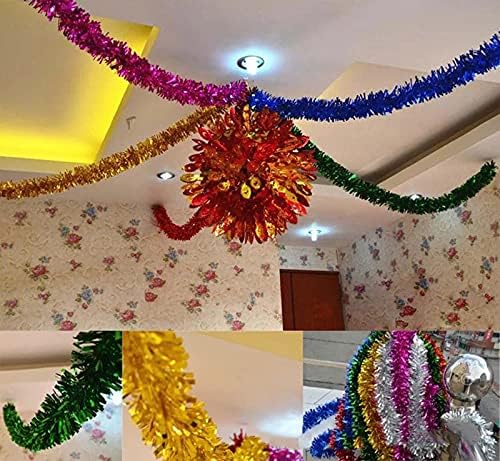 7 színek 55 Méter Karácsonyi Fólia Boa Girland Dekoráció karácsonyi Irodai karácsonyfa Dekoráció Esküvő, Születésnapi Party