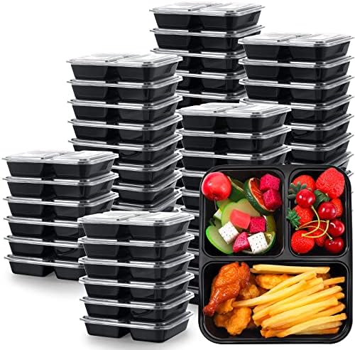 100 Csomag Étel elkészítése Konténer, Rekesz Élelmiszer-tartály Fedéllel az Eldobható Bento Dobozok Műanyag Menni Konténerek