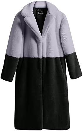 Kényelmes Zubbonyok Női Téli Tunika melegebb Kabátot Modern Fuzzy Hajtóka Teljes Hüvely Wrap Homewear Colorblock Zubbonyok