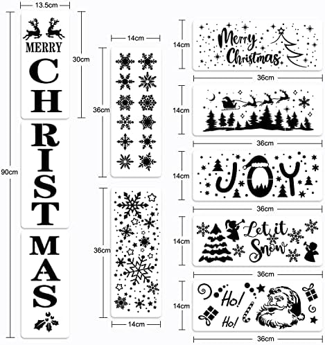CCINEE 10DB Karácsonyi Sablonok Festés, Fa Újrafelhasználható Boldog Karácsonyt Öröm, Let It Snow Veranda Alá Stencil Karácsonyi