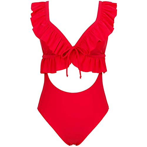 Jsgjocom Bikini a Nők,a Nők egyszínű Bikini Szett Fürdőruha, 2 Darab Fürdőruha Strandcuccot (Piros,K)