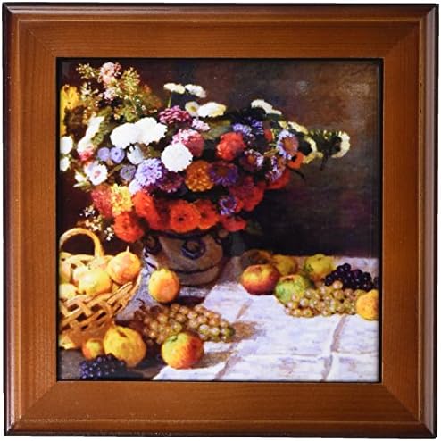 3dRose ft_179232_1 Virágok, Gyümölcsök, Claude Monet Festmény Kelt 1869, PD-MINKET-Keretes Csempe Mű, 8-8-Hüvelyk