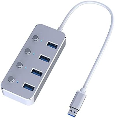 TWDYC Alumínium Ötvözet 4 portos USB 3.0 Hub-Al-Control Switch HUB 60/120cm Kábel Max 5Gbps Splitter (Szín)