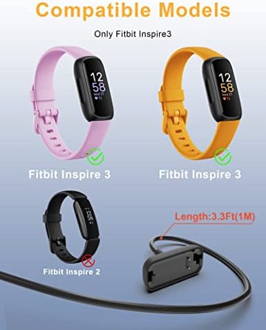 Bicmice Töltő Kábel Fitbit Inspirálja 3 Fitness & Egészség Tracker 3.3 Ft/1M Csere Fitbit Inspirálja 3 Töltő kábel Kábel Dokkoló