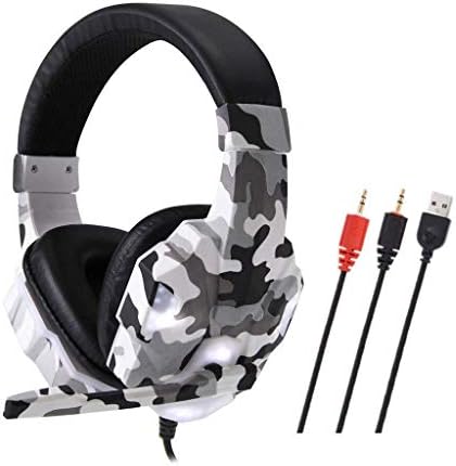 CNNRug Fejhallgató Álcázás Gaming Headset PC, fülhallgatók a zajszűrő Mikrofon LED, Sztereó Bass Surround, Puha Memória Fülvédő