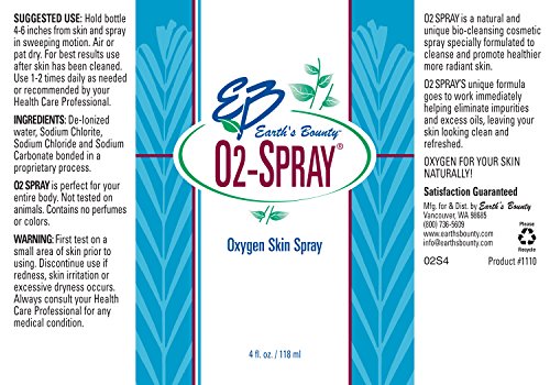 A föld Bounty - O2 Spray - 4 fl. oz. - Oxigén Spray Bőr Természetes Bio-Tisztító Spray - Segít Megtisztítani, Frissítés, & Elősegítik