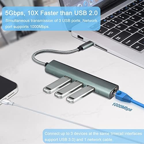 HENRETY 4-in-1 USB-C-USB 3.0 Hub a Gigabit Ethernet-Adapter MacBook Pro/Levegő, iPad Pro, iMac, XPS, Surface Pro Notebook