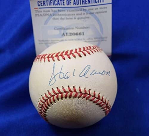 Hank Aaron PSA DNS-Coa Autogramot Nemzeti Liga ONL Aláírt Baseball - Dedikált Baseball