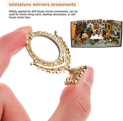 Alipis 1 Készlet Antik Tükör babaház Miniatűr Tükrök Comb Smink Tükör Klasszikus Kozmetikai Tükör, Arany Keret, Mini Tükrök Játékok,