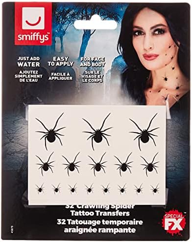 Smiffys 45879 Mászik A Pók Tetoválás Transzferek, Fekete, Egy Méret