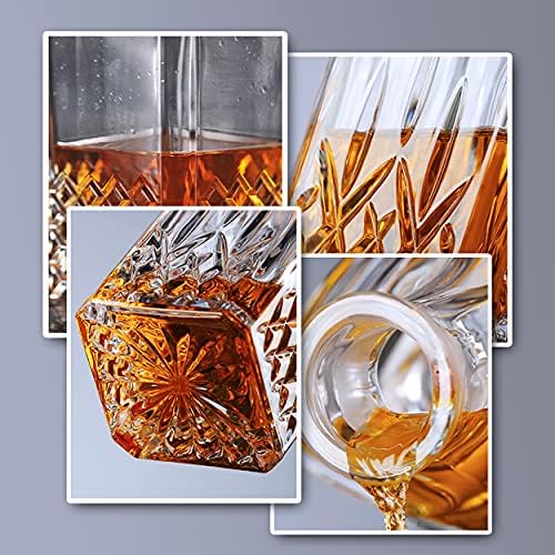 Whisky Ajándék Szett - 700ml Derítő Üveg Dugóval, 2/4/6 kombináció whiskys poharat, Tökéletes Ötlet, mint Ajándék Apa (6cups)