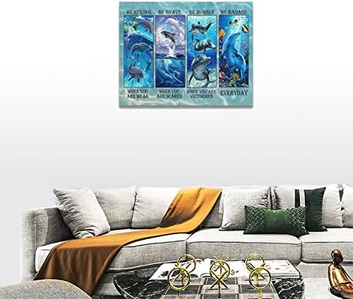 Delfin Wall Art-Óceán Tengeri Élet Képeket, Fali Dekor Inspiráló Festés Vászon Nyomatok Keretes Modern Mű Iroda Nappali, Hálószoba, Fürdőszoba