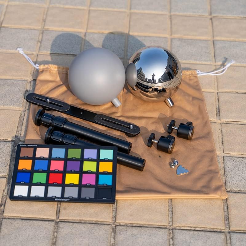 Maoping VFX HDRI Chrome Ball + Szürke Golyó Rozsdamentes Acél Üreges Gömb, Fényképészeti Kellékek Set (12.6 cm)