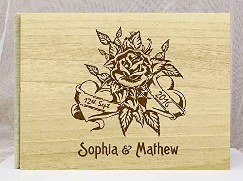 Kedves Emlék Kézzel Készített Egyedi Esküvői Virág Vésett Vendég Könyv Rusztikus Személyre Szabott Menyasszony & Vőlegény