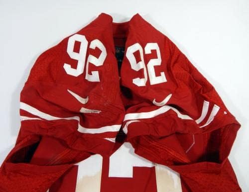 2012-ben a San Francisco 49ers Lesz Tukuafu 92 Játék Használt Piros Mez 46 DP42644 - Aláíratlan NFL Játék Használt Mezek