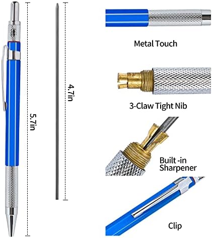 2mm Mechanikus Ceruza Készlet, 2 Db Művész Ács Elkészítése Ceruza 2.0 mm, 2 Cső Vezet Utántöltő (HB, 2B), Művészeti Vezető Jogosult
