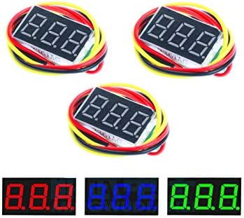 NOYITO 0.36 cm LED Ultra-Kis DC Digitális 0.00-30.0 V Voltmérő 3-Wire 2-Vezetékes Akkumulátor Feszültség Teszter Piros, Kék, Zöld, Három