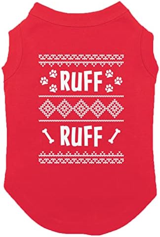 Ruff Ruff - Csúnya Karácsonyi Kutya Póló (Piros, X-Large)