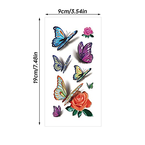 Pillangó Ideiglenes 3D Matricák Pillangók, Virágok Ideiglenes Tetoválás Matricák Színes Body Art Ideiglenes Tetoválás A Nők,