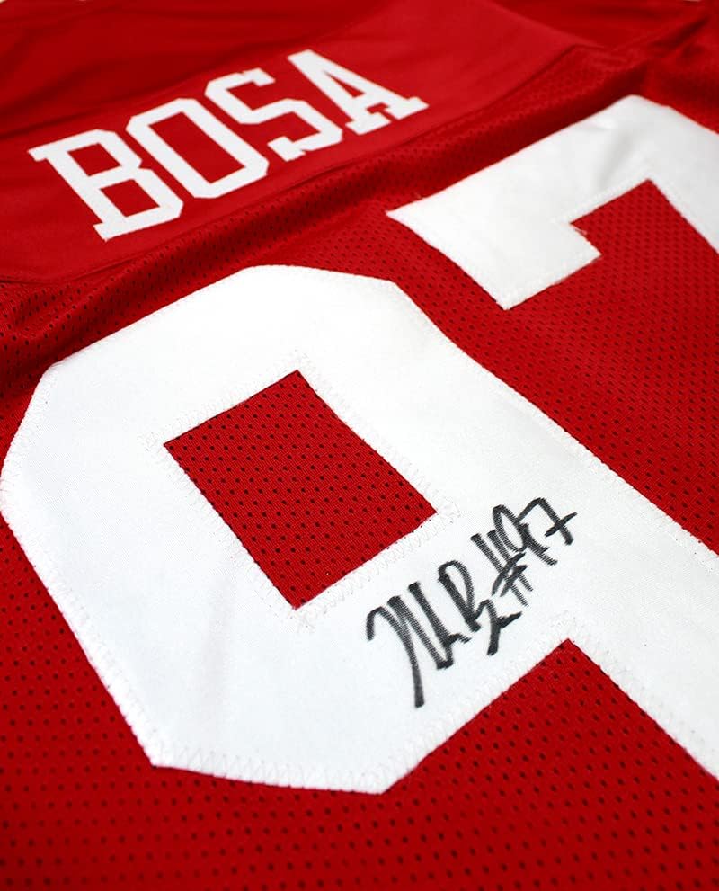 Nick Bosa Aláírt Dedikált San Francisco 49ers Piros Egyéni Jersey-i SZÖVETSÉG