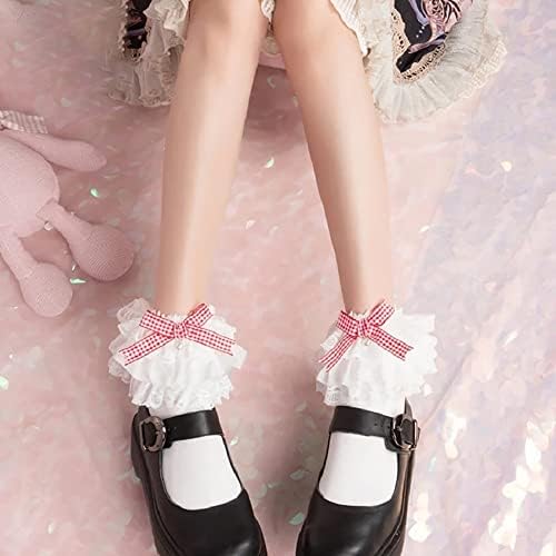 THBMKJ a Nők Fodros Pamut Princess Zokni Lányok Harajuku Kényelmes Zokni Imádnivaló Szuper Nagy Lolita Csipke csokornyakkendő Zokni (Színe :