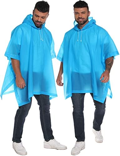 HOOMBOOM Újrafelhasználható Eső Köpeny a Húzózsinóros kapucnival Felnőttek számára, Vízálló Sűrűsödik Eső Kabát, 2 Csomag