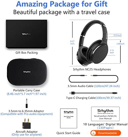 Srhythm Megújult NC25 Aktív zajszűrő Fejhallgató Bluetooth 5.0, az aktív zajszűrés funkció Sztereó Fülhallgató-a Fül a Hi-Fi,Mikrofon,50H