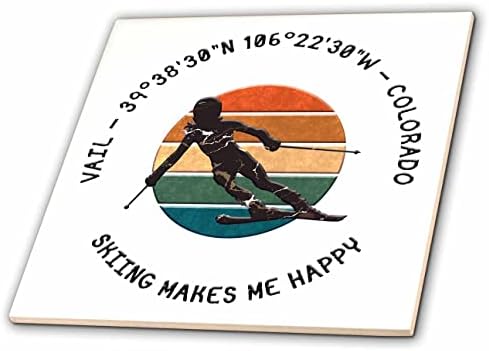 3dRose Vail, Colorado. A nő síelő versenyek lefelé, színes lemez fehér Csempe (ct_354048_1)