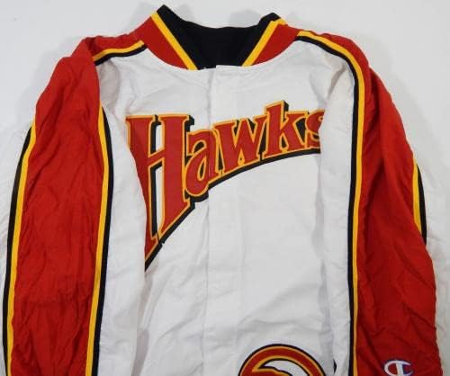 1993-94 Atlanta Hawks Szergej Bazarevich 5 Játékban Használt Fehér WU Kabát, Nadrág 44 60 - NBA Játék Használt