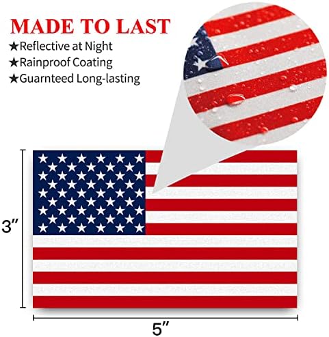 ANLEY 5 X 3 Amerikai Zászló Matrica 4db (2 Előre & 2 Fordított) - Hazafias Csillagok Fényvisszaverő Csík USA Zászló, Autó Matricák - Támogatni