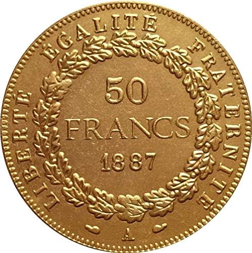24 K Aranyozott 1887-Ben Franciaország 50 frankot Érme Másolat Másolat Ajándék számára