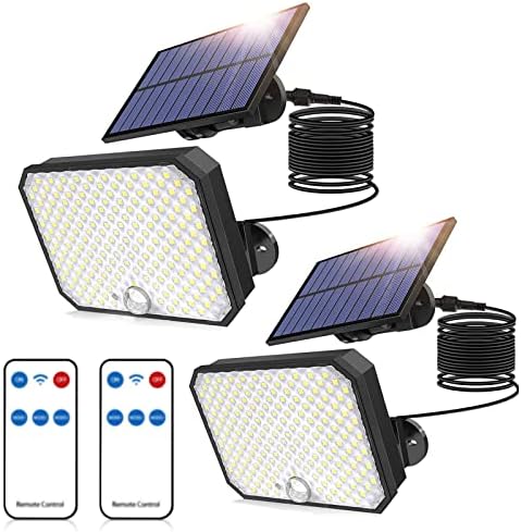 TANBABY 2 Csomag Ultra Kültéri Napelemes Lámpák, 6000LM Mozgásérzékelő Napenergia Árvíz Világítás Távirányítóval - IPX5 Vízálló