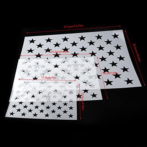 KUMGROT 3pcs Csillag Stencil Sablon Amerikai Lobogó Csillagok, Stencil Festés, Falak, Fa, Szövet, Papír DIY Kézműves Design