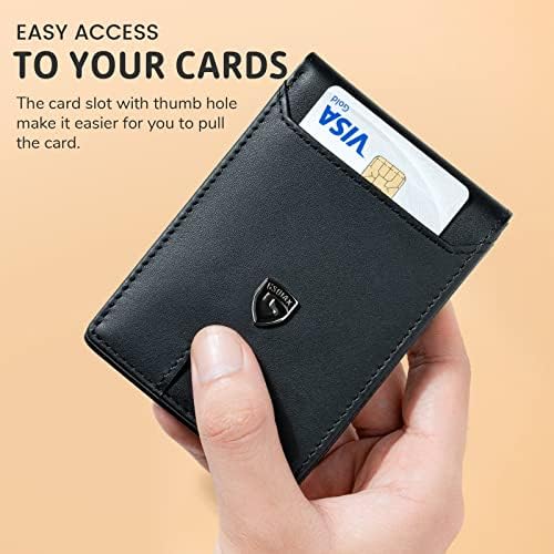 GSOIAX Férfi Vékony Pénztárca RFID-Blokkoló Bifold Szénszálas Vékony pénztárca férfi Minimalista Valódi Bőr Kártya Tartóját pénzcsipesz díszdobozban