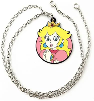 JDHFJFH Princess Peach Nyaklánc Fém Anime Ajándékok Szuper Mario Medál Nyaklánc a Fiúk a Lányokat, asszonyokat,
