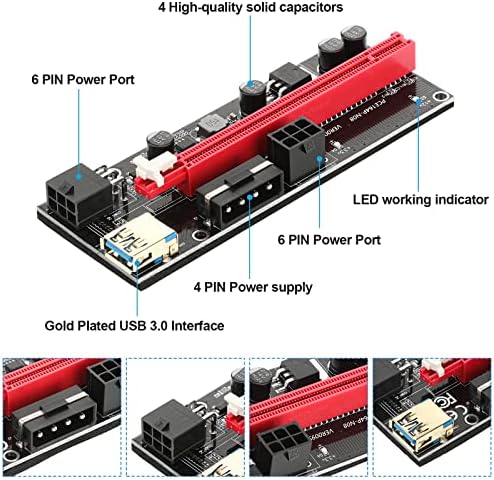 Flutesan 12 Db PCI-E Kelő 009S GPU Kelő Adapter PCIE X1, hogy X16 Extender PCI-E Kelő Kábel VGA 8 Pin Női Dual 8 Pin Férfi Splitter Fonott