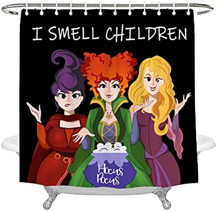 Wencal Halloween Sanderson Nővérek érzem Gyermekek zuhanyfüggöny Boszorkányok Hókusz-Pókusz Fekete Háttér Fürdőszoba Decor