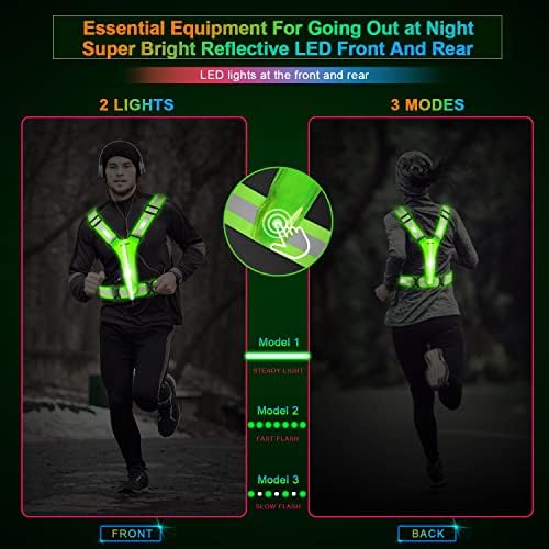 Yooler LED Fényvisszaverő Mellény futómű, USB Újratölthető Fény Biztonsági Mellény Séta Éjjel, jól látható Fény Futók, Túrázók Motorosok,