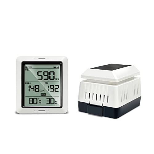 Ecowitt WH0295 Vezeték nélküli Beltéri Levegő Minőségét Monitor, a WH45 PM2.5/ PM10/ CO₂/ Hőmérséklet/Páratartalom 5-in-1 Beltéri levegőminőség-Érzékelő,