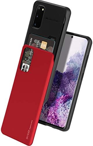 GOOSPERY Ég Csúszik a Samsung Galaxy S20 Esetben (2020-Ig) Dual Layer Lökhárító burkolat Kártya Tartóját Pénztárca (Piros)