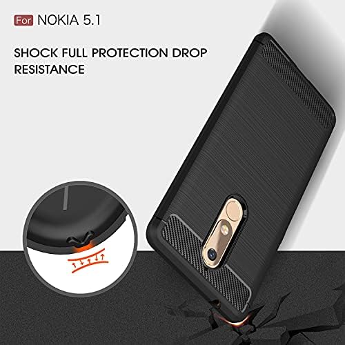 Védőtok Védő tok Kompatibilis Nokia 5.1 Esetben Szénszálas Textúra Ütésálló TPU Esetben Anti-Shock Shatter-Rezisztens Mobiltelefon védőtok