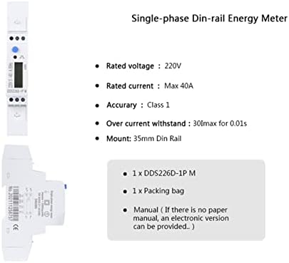 NDJQY 1P M LCD 50/60 Hz egyfázisú Din-Rail Energia-Mérő 40A 45A 110V 120V 220V 230V 240V 2000 imp/kWh