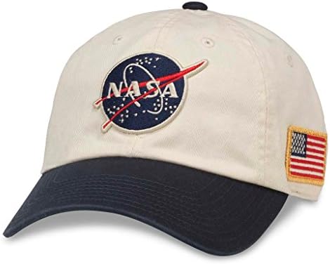 Amerikai Tű a NASA amerikai Egyesült Lomha Baseball Apa Csat Szíj Kalap (43570A-NASA) Elefántcsont/Navy