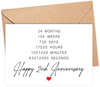 DiandDesignGift Boldog 2. Évfordulót Kártya - 2 Éves házassági Évfordulónkra Kártya Ajándék - Ötlet, A Barát -, Férj - Feleség - A Barátnőm