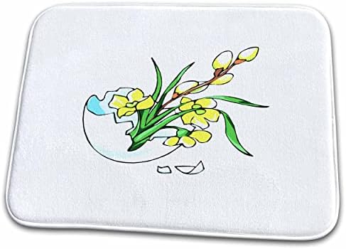 3dRose Sárga Virágok Törött Tojás Grafikus - Fürdőszoba Kád Szőnyeg Szőnyeg (szőnyeg-178342-1)