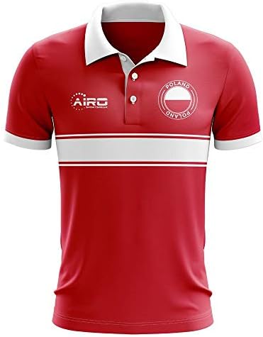 Airosportswear Lengyelország Koncepció Stripe Polo Foci Foci Póló Mez (Piros)