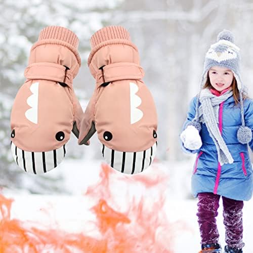Qvkarw Téli Szabadtéri Gyerekek, Hó, Snowboard, Korcsolyázás Szélálló Meleg Ski Kesztyű Ujjatlan Női Hideg Időjárás Fűtött (Rózsaszín,