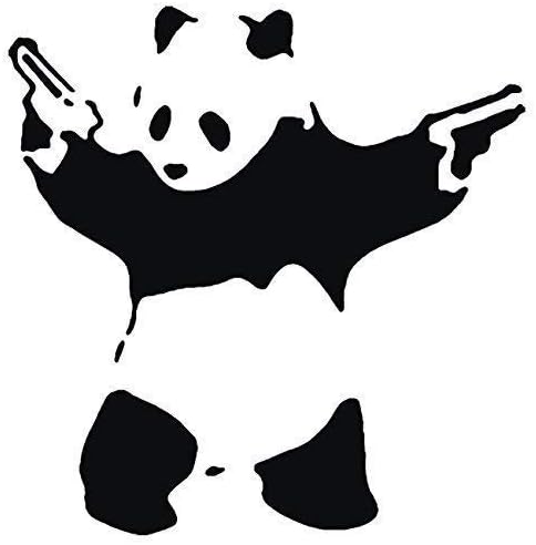 Banksy Stencil - Panda Fegyvereket Pandamonium | Újrafelhasználható lakberendezés & Art Kézműves Festmény Stencil (S/ 17X17CM)