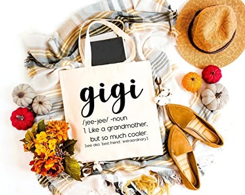 GXVUIS Gigi Vászon Táska Nők Minimalizmus Élelmiszerbolt Váll táska Bevásárló Utazási Vicces Ajándék Anyunak Nagyi