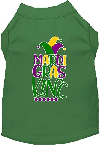 Mardi Gras Király Képernyő Nyomtatás Mardi Gras Kutya Póló Zöld XXL